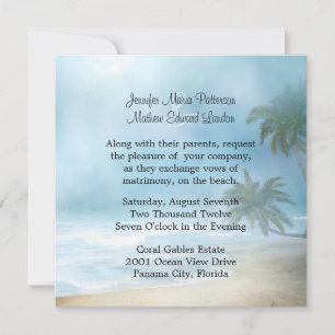 Ethereal Palmen & Strand Hochzeit Einladung