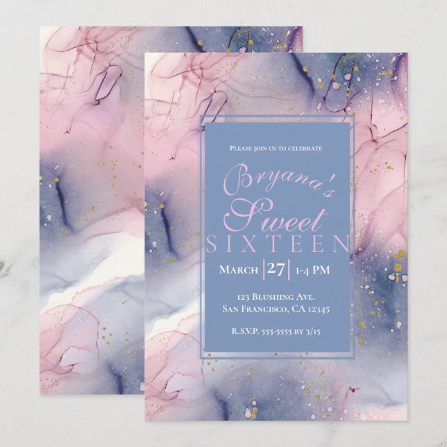 Ethereal Periwinkle Pink Gold Tinte Fantasie Sweet Einladung (Vorne/Hinten)