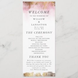 Ethereal Pink Wasserfarbe und Gold Hochzeit Zeremo Programm