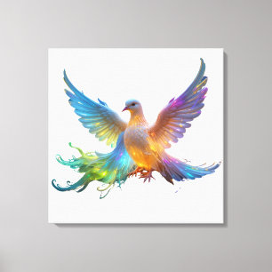 Ethereal Rainbow Dove - Symbol für Frieden & Licht Leinwanddruck
