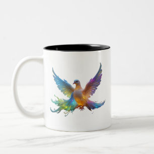 Ethereal Rainbow Dove - Symbol für Frieden & Licht Zweifarbige Tasse