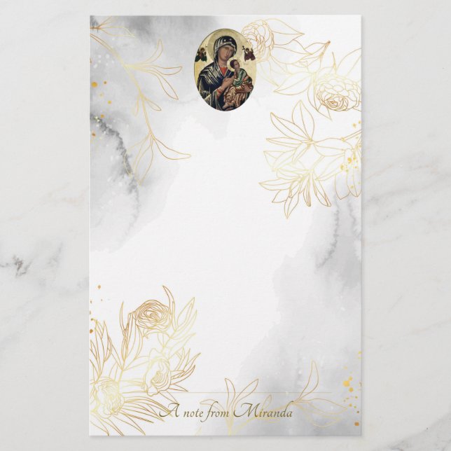 Ethereal Rose Gold Line Orthodox Christlich Briefpapier (Vorderseite)