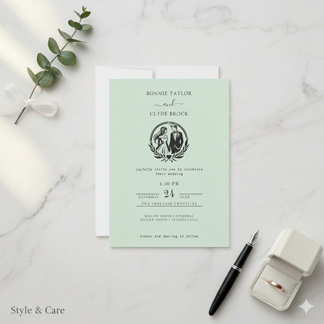 Ethereal Sage Green Elegante Hochzeit Einladung (Ethereal Sage Green Elegant Wedding Invitation)