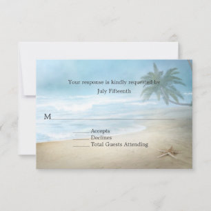 Ethereal Sandy Beach Wedding RSVP Card Karte