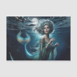 Ethereal Siren Moonlit Mermaid Decoupage Seidenpapier