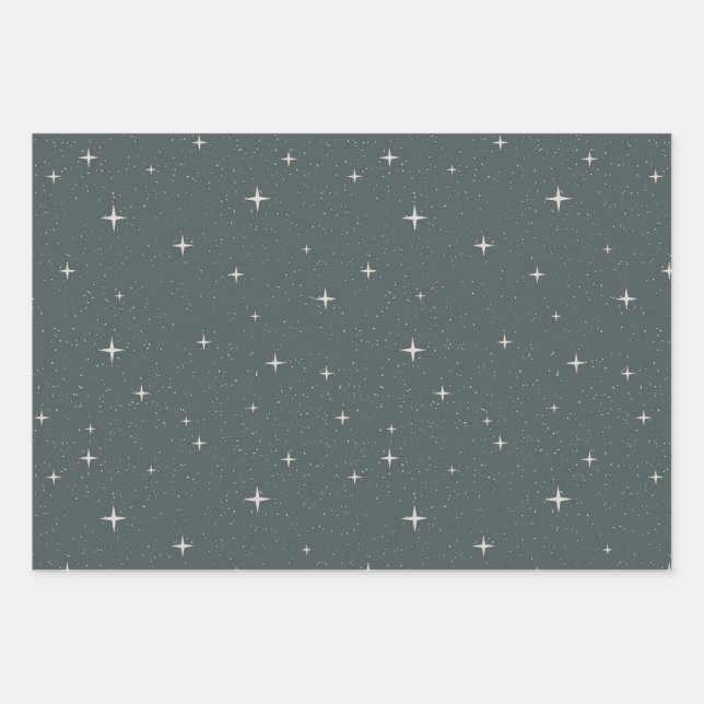 Ethereal Starry Night Celestial Aquamarin Sky Geschenkpapier Set (Vorderseite)