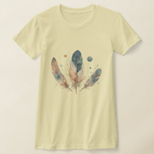 Ethereal Trio: Boho-Wasserfarbenfedern T-Shirt