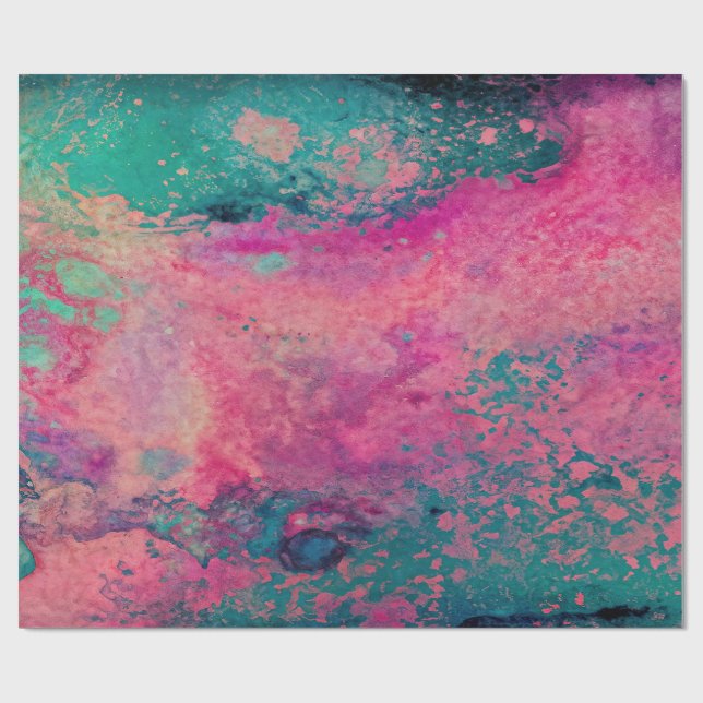 “Ethereal Vellum” – Pink Teal Blue Abstract    Geschenkpapier (Flach)