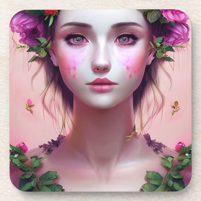 Ethereal verzaubert Märchen Schöne Frau Getränkeuntersetzer (Vorderseite)