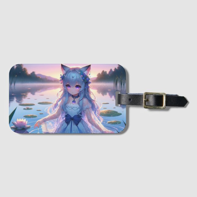 Ethereal Water Anime Catgirl Gepäckanhänger (Vorderseite (Horizontal))