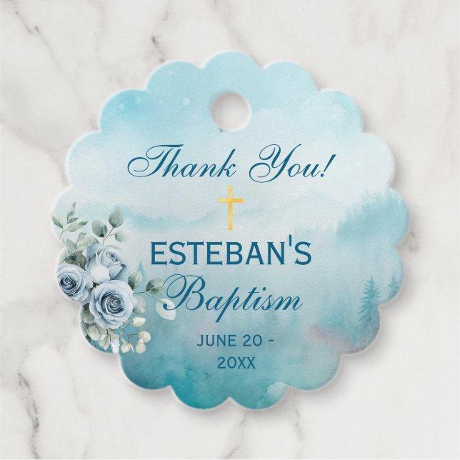 Ethereal Watercolor Baptism Geschenkanhänger (Vorderseite)