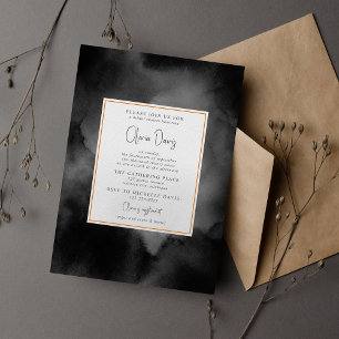 Ethereal Watercolor Black Moody Brautparty Einladung