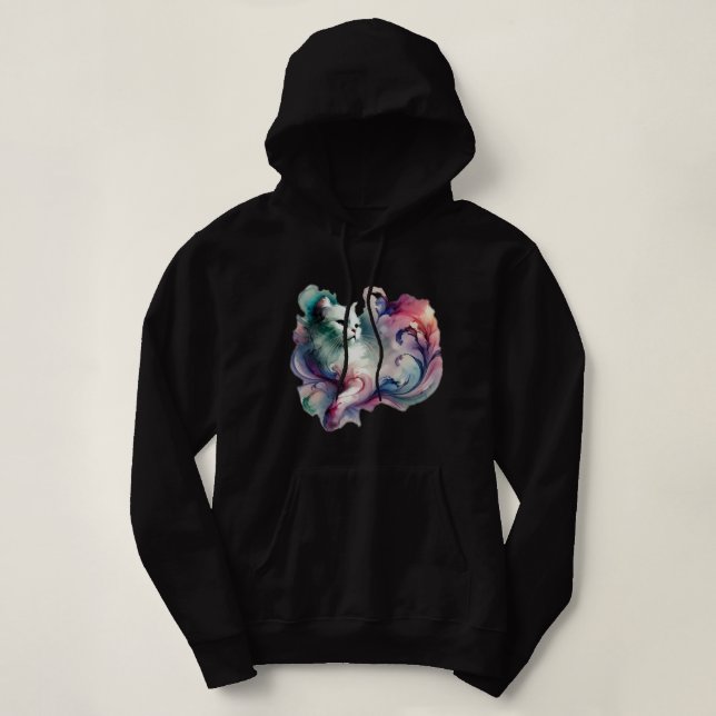 Ethereal Watercolor Cat Hoodie (Design vorne)