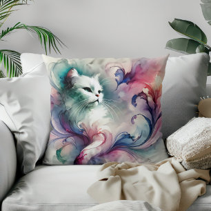Ethereal Watercolor Cat Kissen