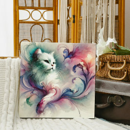 Ethereal Watercolor Cat Leinwanddruck