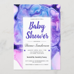 Ethereal Wave Baby Dusche Einladungen Lila Girl