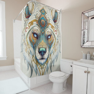 Ethereal White Wolf Portrait Duschvorhang