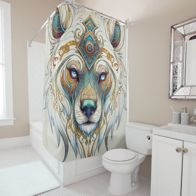 Ethereal White Wolf Portrait Duschvorhang (Beispiel)