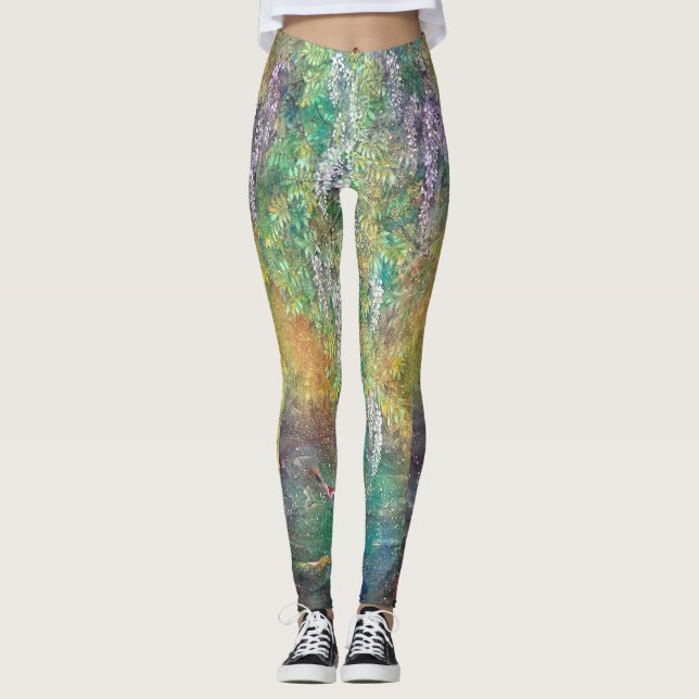 Ethereal Wisteria: The Koi's Golden Dream Leggings (Vorderseite)