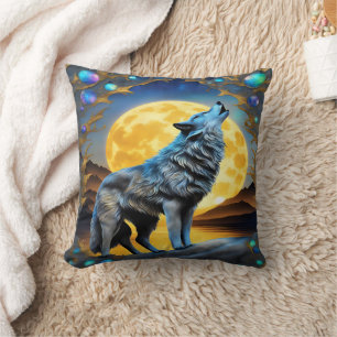 Ethereal Wolf Howls unter Vollmond Kissen