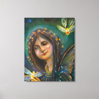 Ethereal Woman Holding Gold Fairylike Butterflies