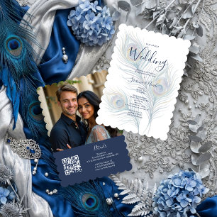 Ethereale Aquarell-Hochzeit Pfauenfedern TLW26 Einladung