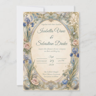 Ethereale Art Nouveau Florale Hochzeitsromantik Einladung
