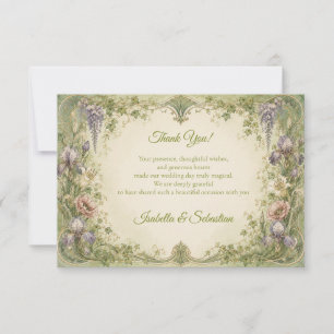 Ethereale Art Nouveau-Gartenromanze-Hochzeit Dankeskarte