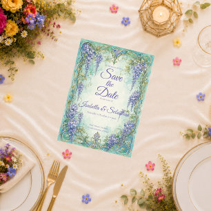 Ethereale Art Nouveau Wisteria Romantik-Hochzeit Save The Date