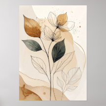 Ethereale Erdtöne: Moderne botanische Linienkunst