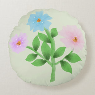 Etherealer Wasserfarben-Wildblumenstrauß - Pastell Rundes Kissen