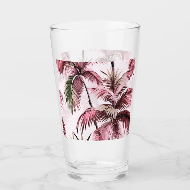 Ethereales Rosé-Palmenmuster Glas (Vorderseite)