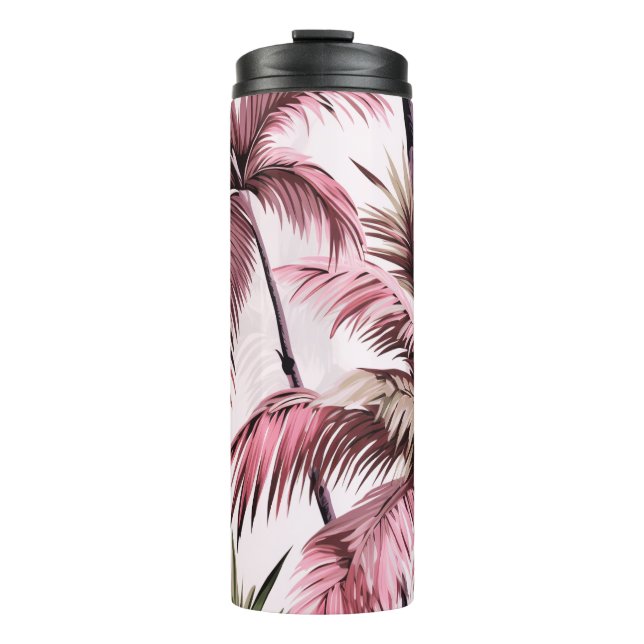Ethereales Rosé-Palmenmuster Thermosbecher (Vorderseite)