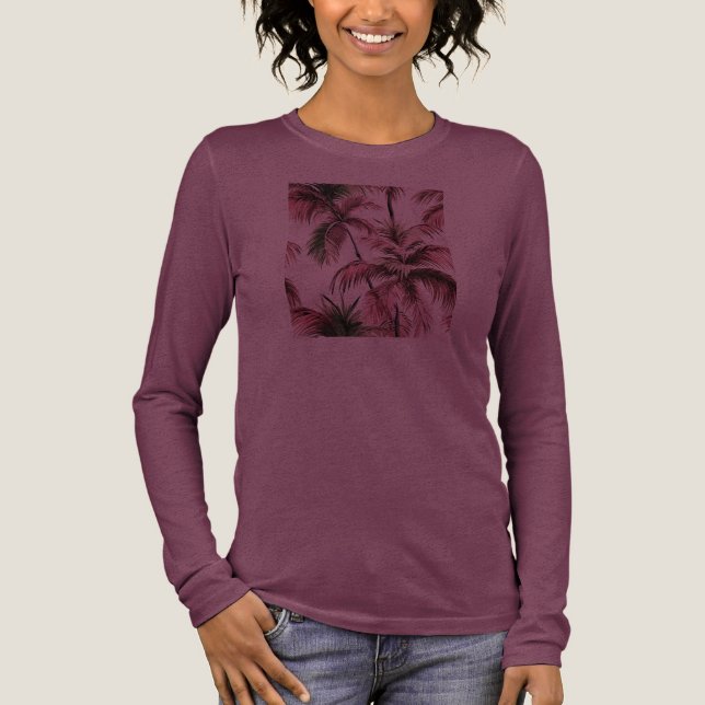 Ethereales Rosé-Palmenmuster Tri-Blend Shirt (Vorderseite)