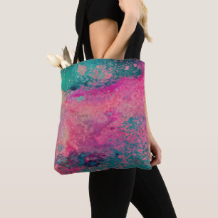 „Ethereales Vellum“ – Pink Türkis Blau Abstrakt Tasche