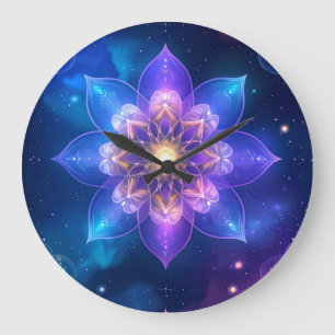 Éthérée Lotus Cosmique Éclairage Mur Horloge