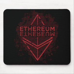 Ethereum binäres Rot auf schwarzer Mausunterlage Mousepad