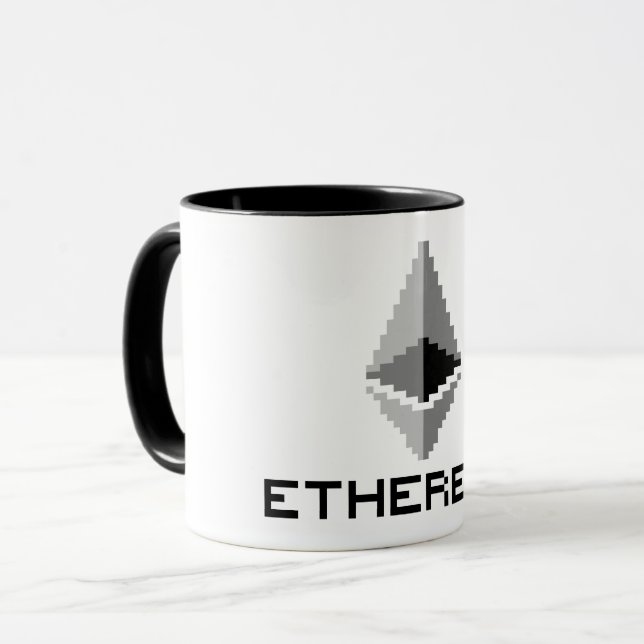Ethereum ETH 8-Bit-Logo | Tasse (Vorderseite Links)
