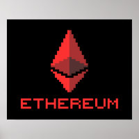 Ethereum ETH 8-Bit Rotes Logo | Poster