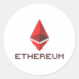 Ethereum ETH roter 8-Bitaufkleber Logo-  Runder Aufkleber