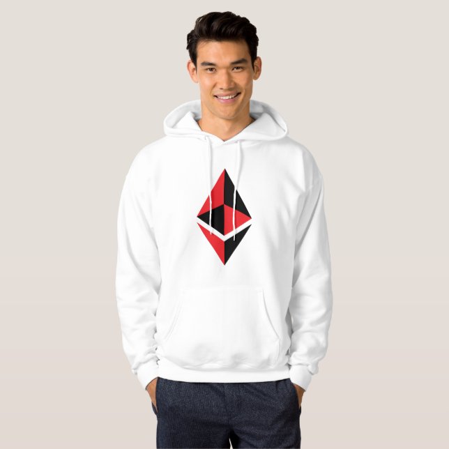 Ethereum ETH schwarzer u. roter Logo| Hoodie (Vorne ganz)
