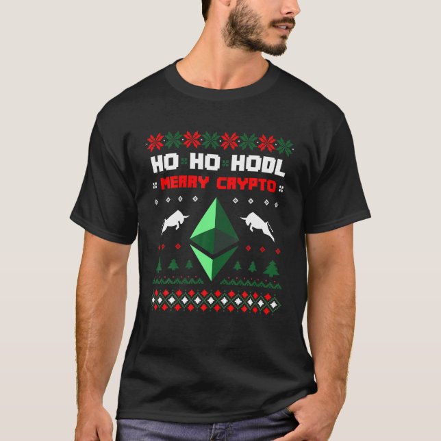 Ethereum Funny Ugly Christmas Sweater Design Retro T-Shirt (Vorderseite)