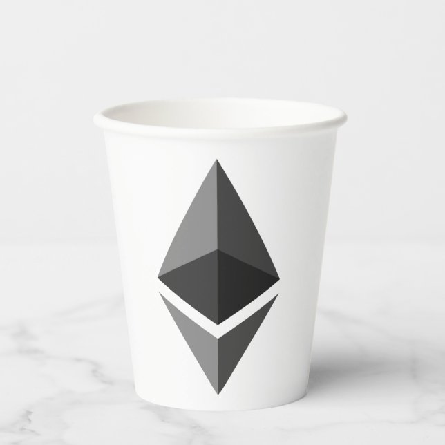 Ethereum Grey Icon Paper Cups Pappbecher (Vorderseite)