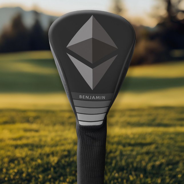 Ethereum Investment Crypto mit Namen Graue Streife Golf Headcover (Personalized Golf Head Cover)