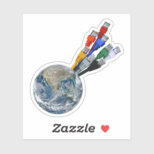 Ethernet-Netzwerk vernetzte Erde Aufkleber