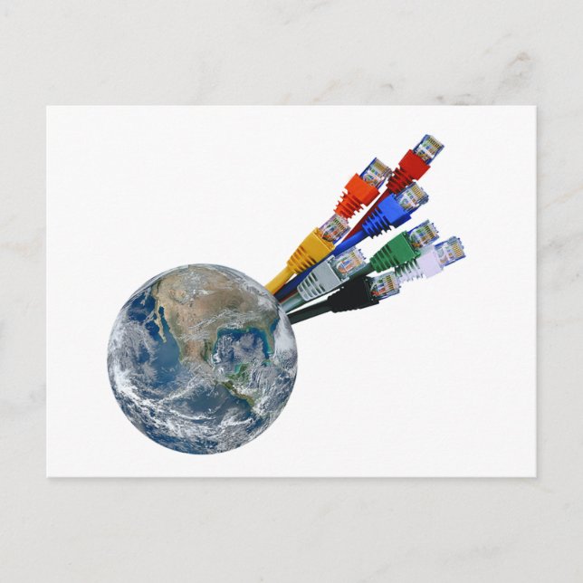Ethernet-Netzwerk vernetzte Erde Postkarte (Vorderseite)
