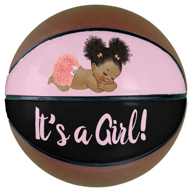 Ethik Baby Duwer Gender Reveal Girl Pink Basketball (Vorderseite)