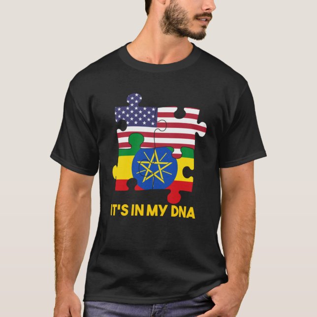 Ethiopia Ethiopians Africa Flag Proud DNA American T-Shirt (Vorderseite)