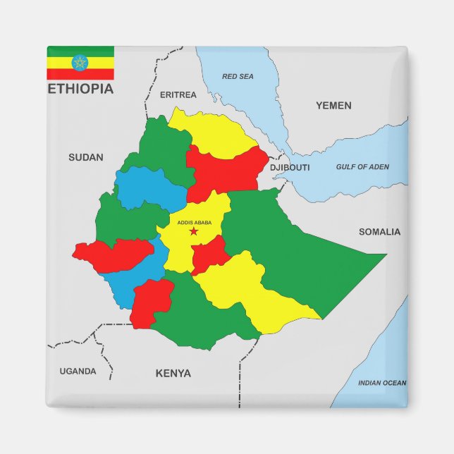 Ethiopia-Länderkarte Magnet (Vorne)