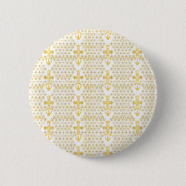 Ethiopian Orthodox Cross Pattern Gold on white Button